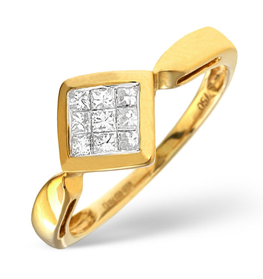 Illusion Ring 0.25CT Diamond 18K Yellow Gold
